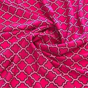Vibrant Pink Geometric Peau D’ange Patterned Fabric
